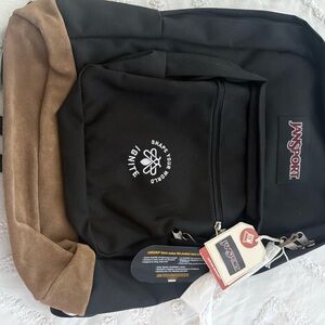 JanSport Black Backpack with Brown Accents